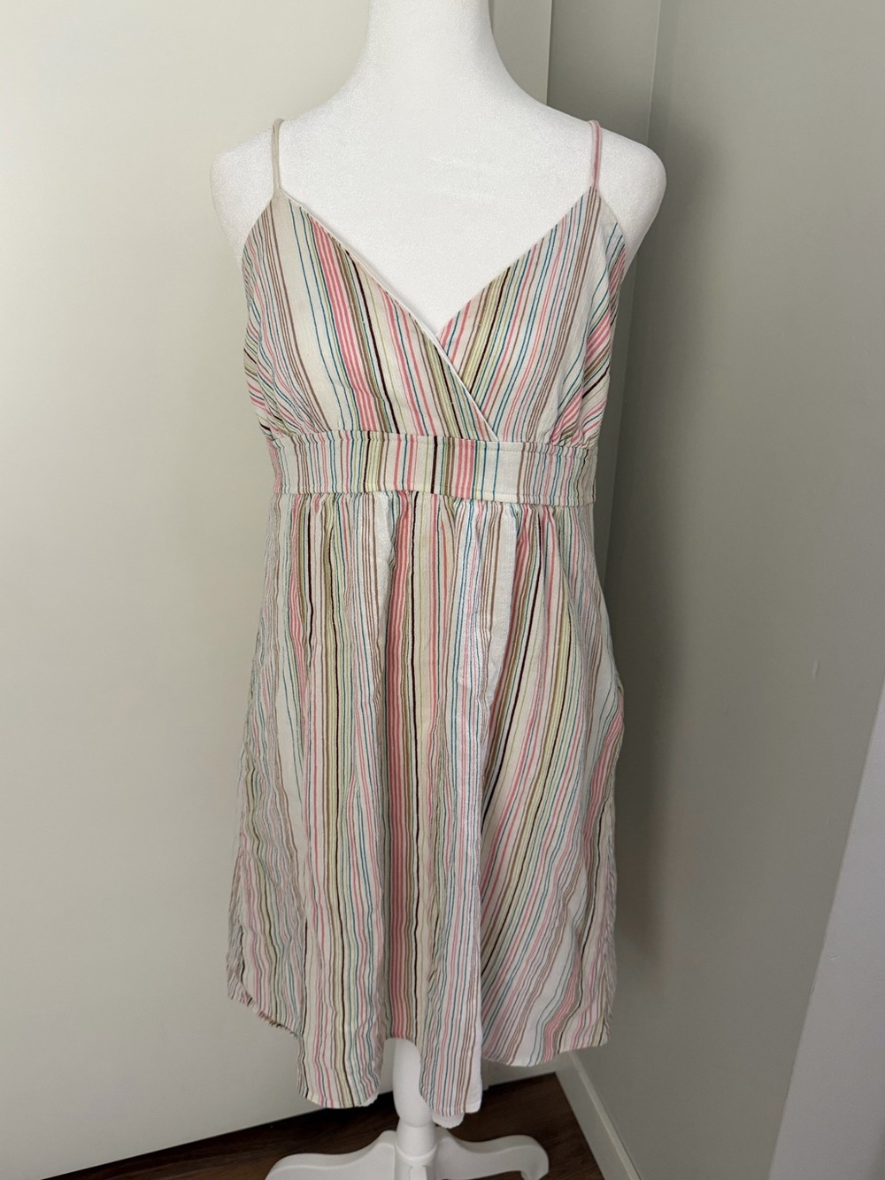Maurices Cream Summer Dress Pastel Multicolor Stripes